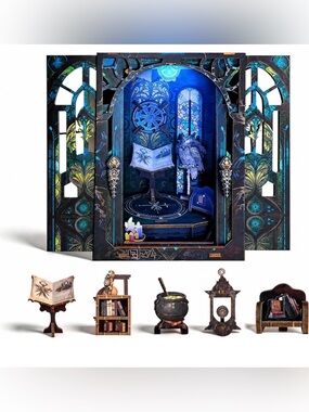 Book Nook Kit DIY Miniature Darkness Library for Adults Owl Witches